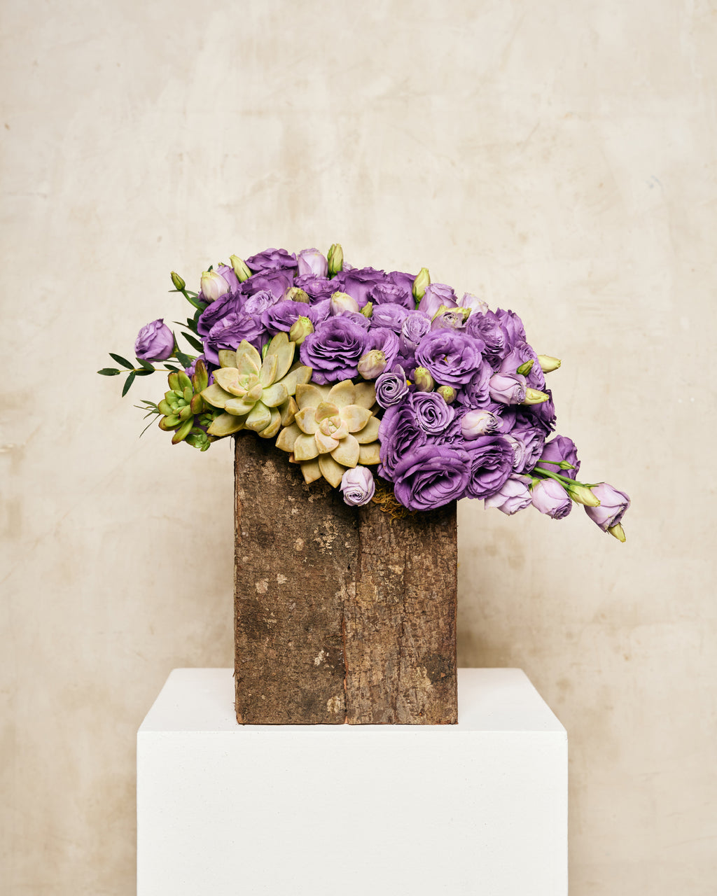 PURPLE LISIANTHUS & SUCCULENTS
