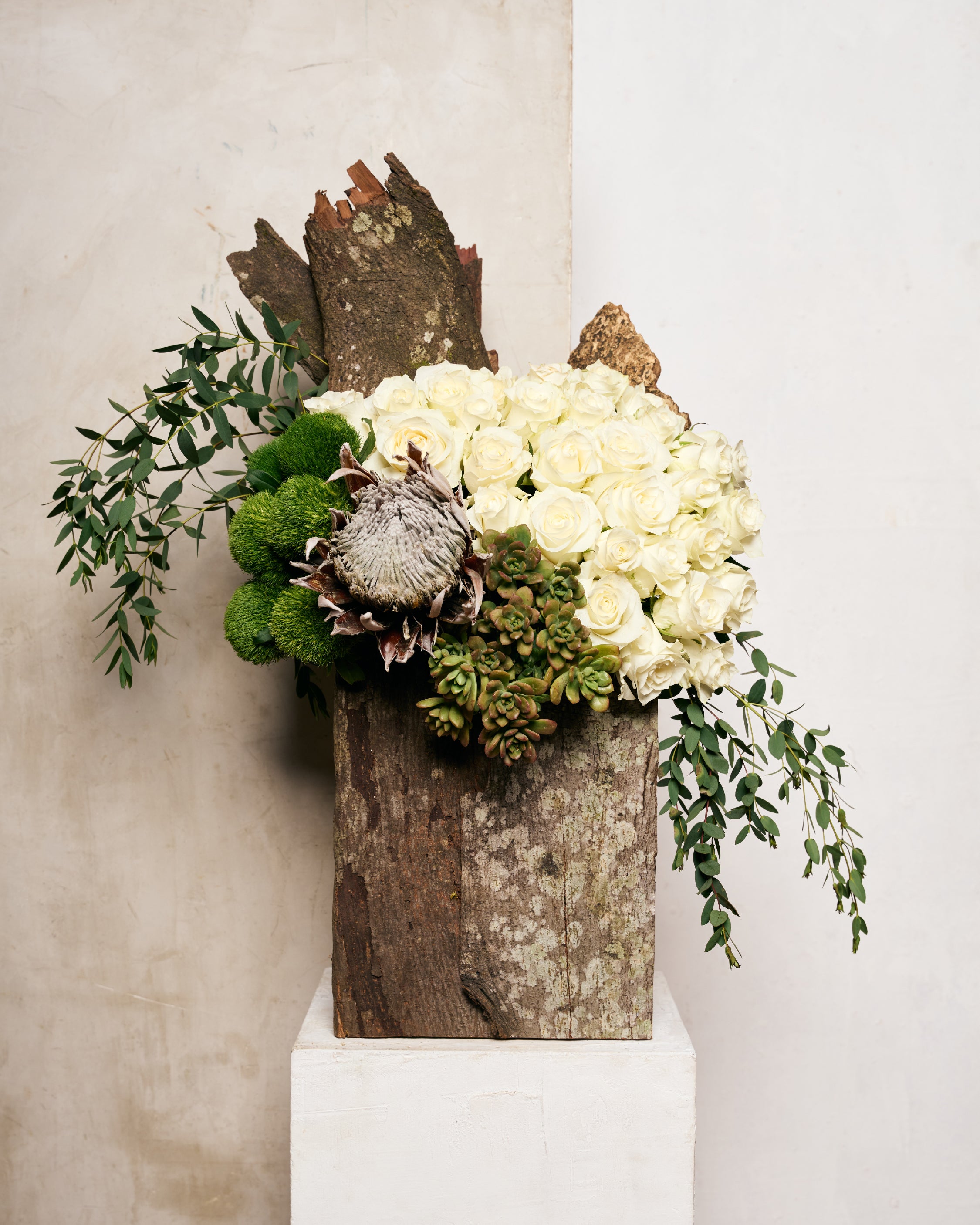 ASIAN ROSES & EUCALYPTUS