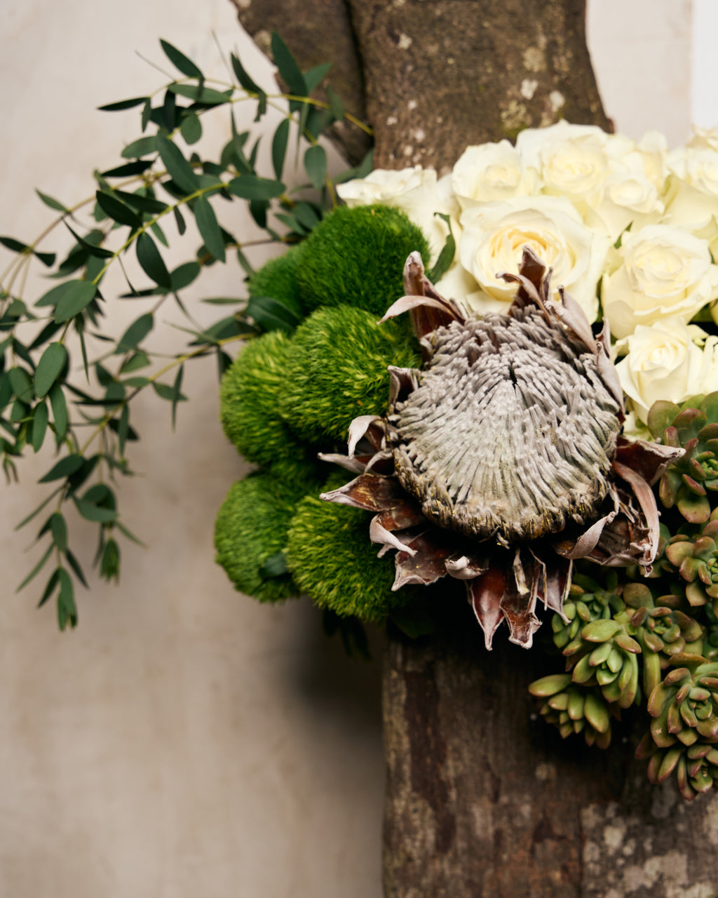 ASIAN ROSES & EUCALYPTUS
